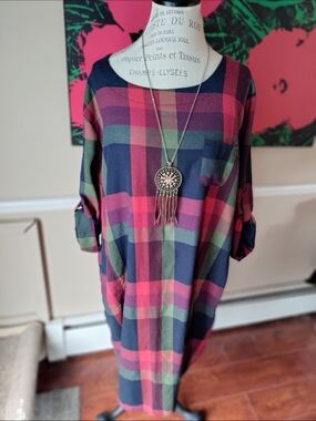 Women's SHEIN Plaid Shift Dress with Pockets Size 3XL